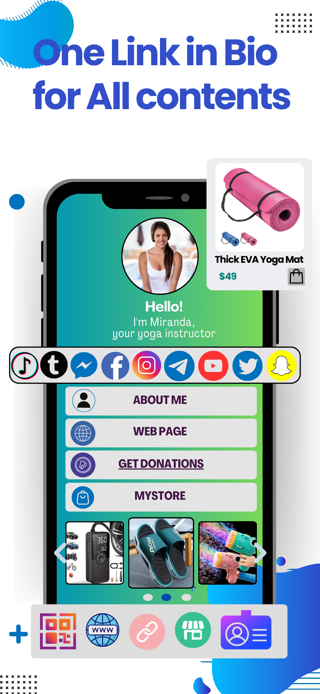 Screenshot of biolink page examples